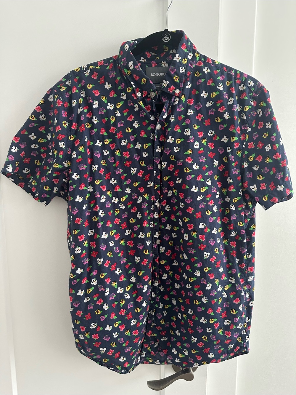 Bonobos Cotton Navy Floral Short-Sleeve Button-Up Shirt
